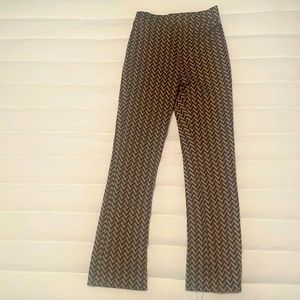 brown chevron pattern 70s style straight pants